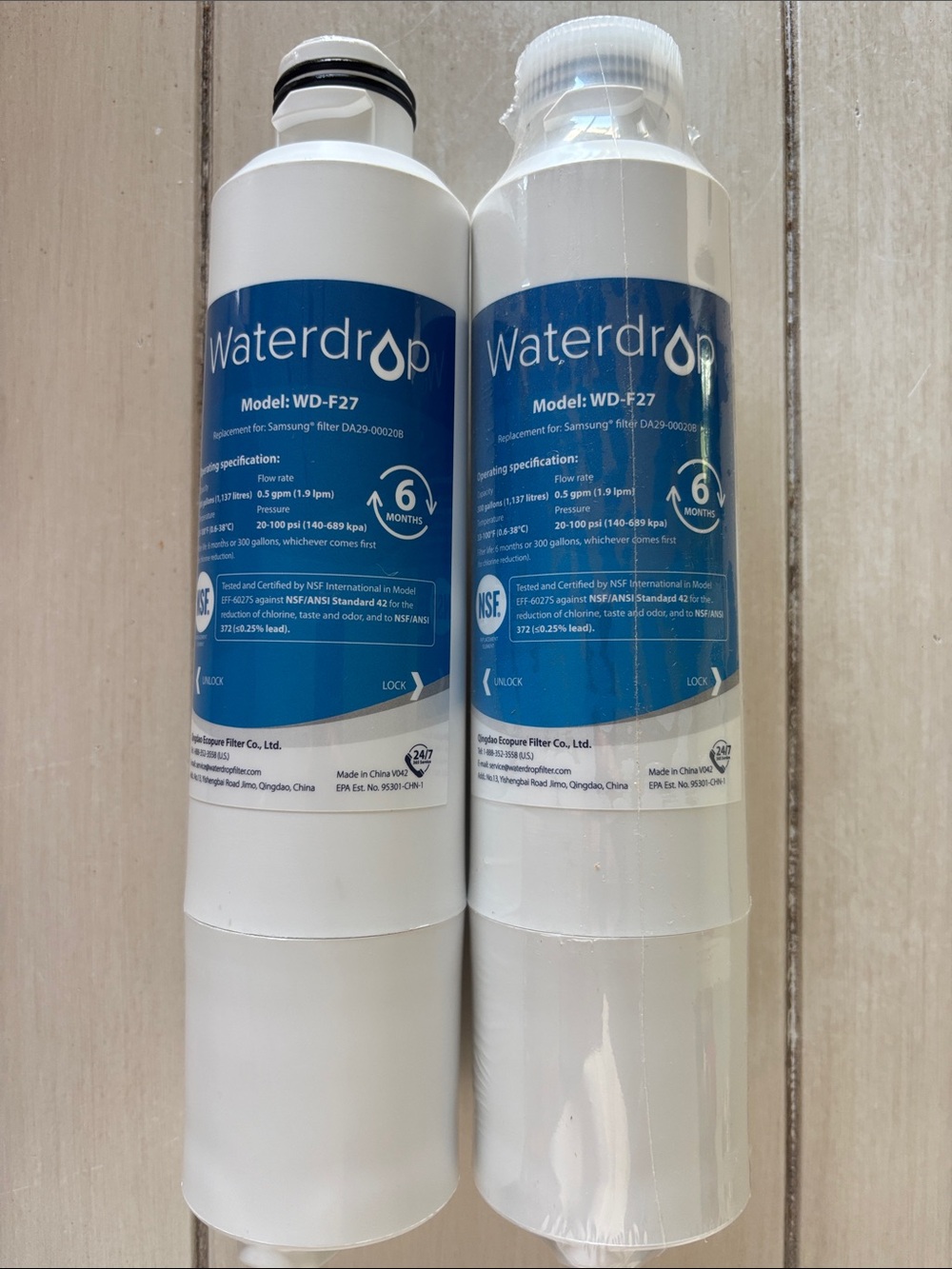 Waterdrop WD-F27 White Refrigerator Water Filter Replacement (2 Pack)